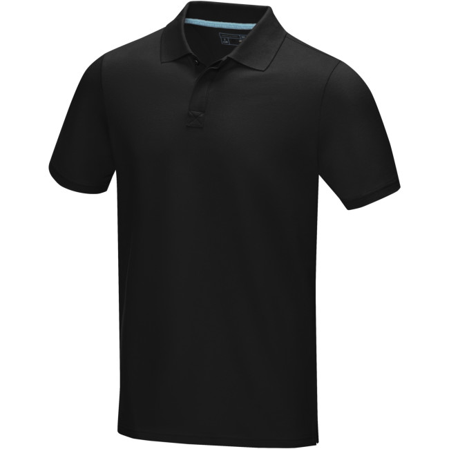 Promotional Graphite Short Sleeve Men’s GOTS Organic Polo - Image 1