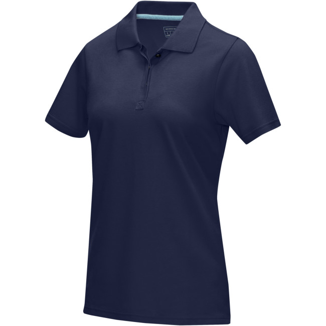 Promotional Graphite Short Sleeve Women’s GOTS Organic Polo - Image 3