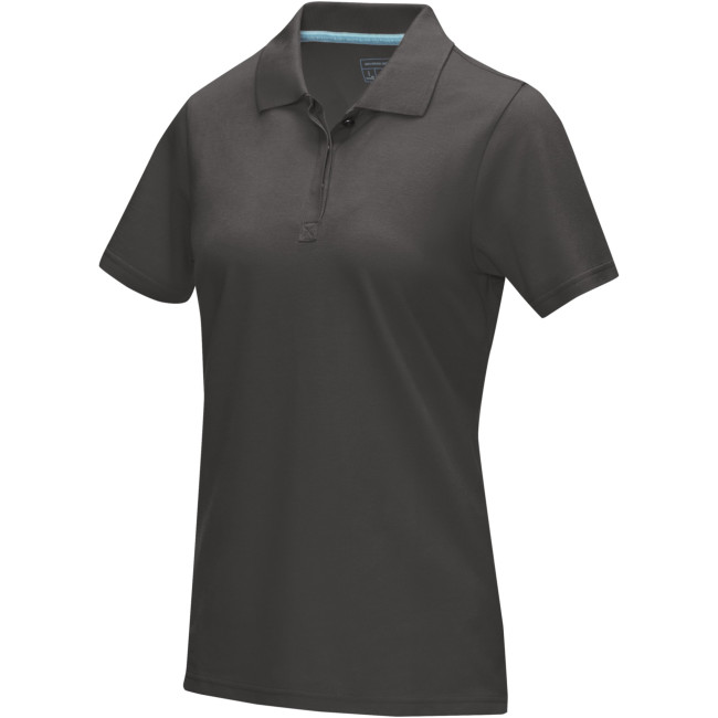 Promotional Graphite Short Sleeve Women’s GOTS Organic Polo - Image 4