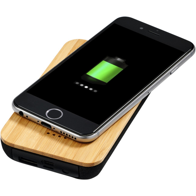 Promotional Future Bamboo/Fabric Wireless Power Bank 6000mAh