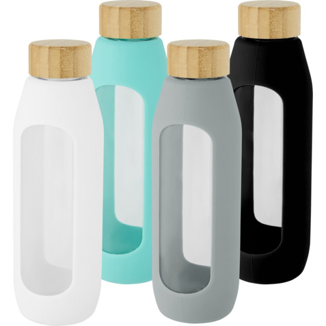 Promotional Tidan Borosilicate Glass Bottle With Silicone Grip 600ml - Image 1