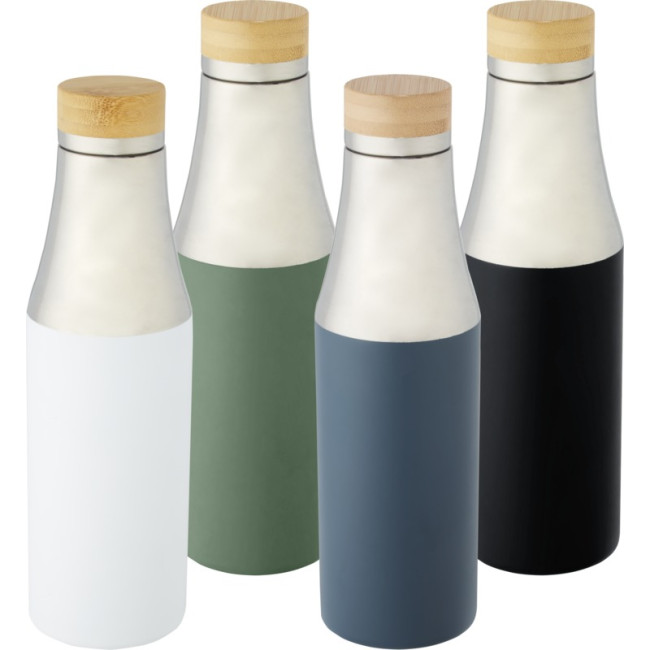 Promotional Hulan Copper Vacuum Insulated Stainless Steel Bottle With Bamboo Lid 540ml - Image 1