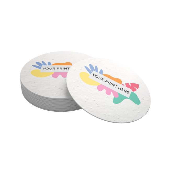 Promotional Seed Paper Round Coaster - Single Sided Print