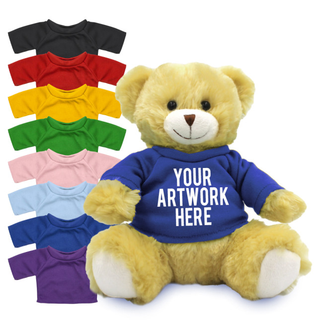 Promotional Elizabeth Soft Toy Teddy Bear In Colour Tee 20cm