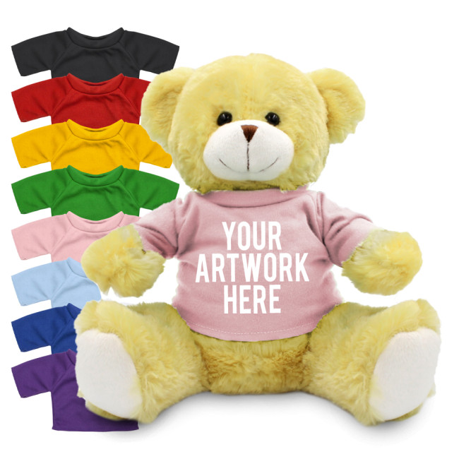 Promotional Elizabeth Soft Toy Teddy Bear In Colour Tee 25cm