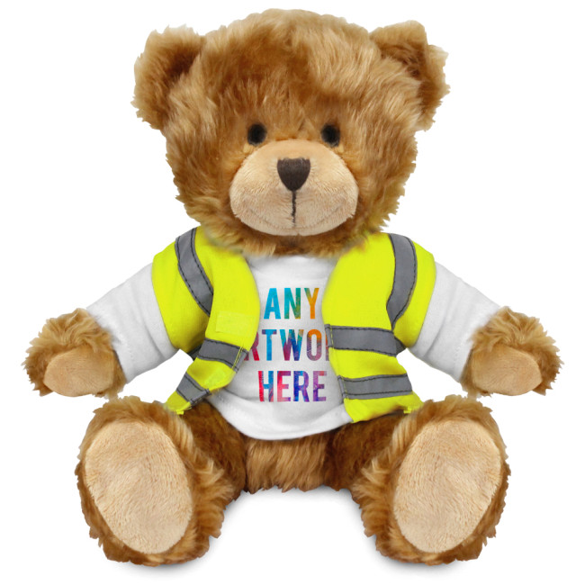 Promotional Charles Jointed Soft Toy Teddy Bear In Hi Vis Jacket