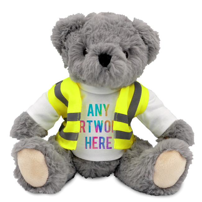 Promotional Archie Jointed Soft Toy Teddy Bear In Hi Vis Jacket