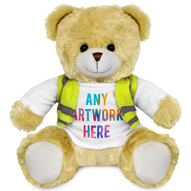 Promotional Elizabeth Soft Toy Teddy Bear In Hi Vis Jacket  25cm