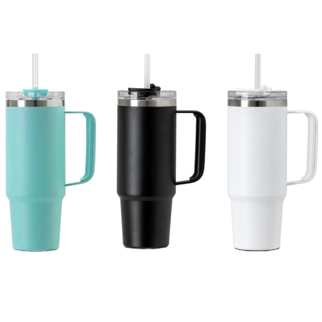 Promotional Grande Recycled Insulated Cup With Straw 880ml - Image 1