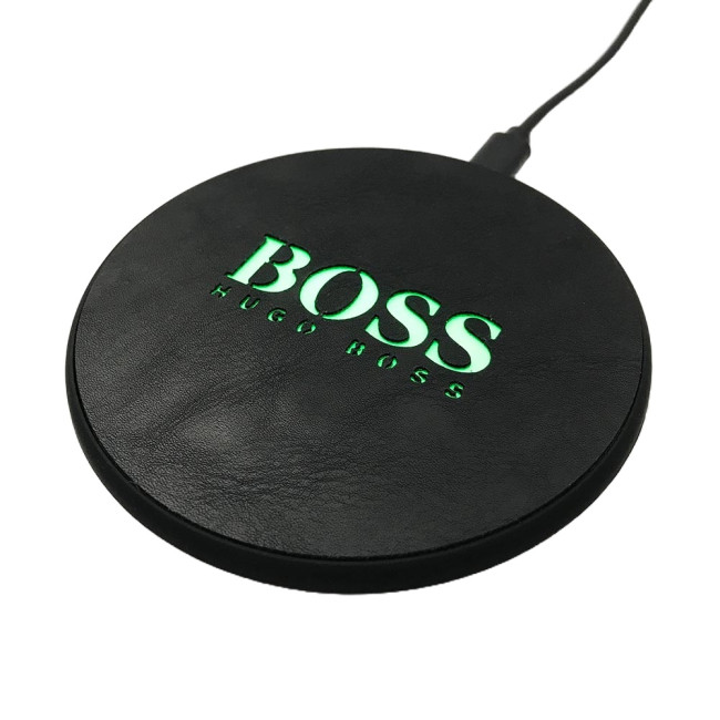 Promotional LED Light Up Leather Wireless Charging Pad