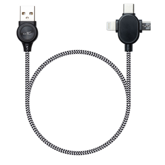 Promotional Lipanoi 3-In-1 Braided Charger & Data Cable