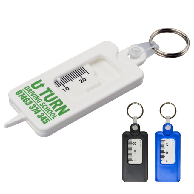 Promotional Kym Recycled Tyre Tread Check Keychain - Image 1