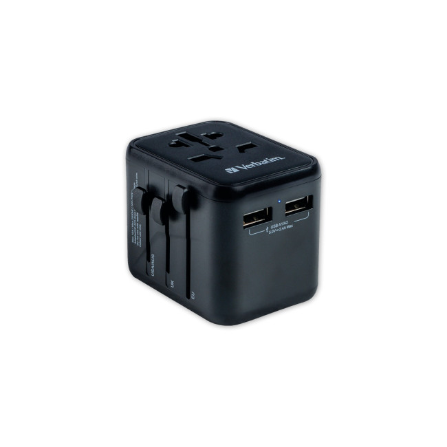 Promotional Verbatim 2-Port USB-A Universal Travel Adapter