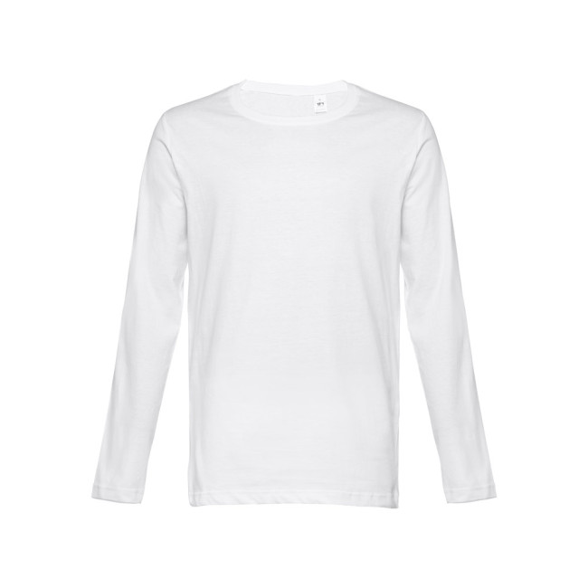 Promotional Bucharest Men's Long-Sleeved Tubular Cotton T-shirt White