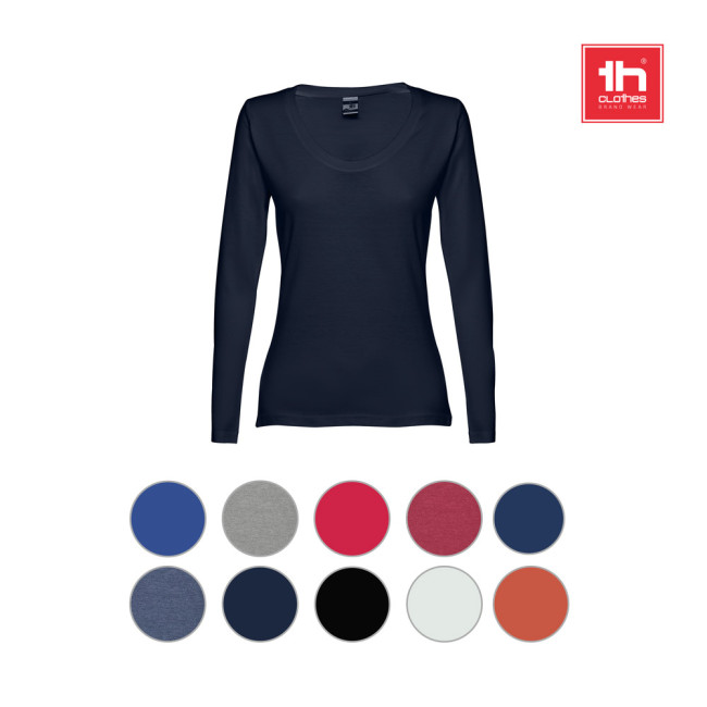 Promotional Bucharest Women's Long-Sleeved Scoop Neck Fitted T-shirt Cotton - Image 6