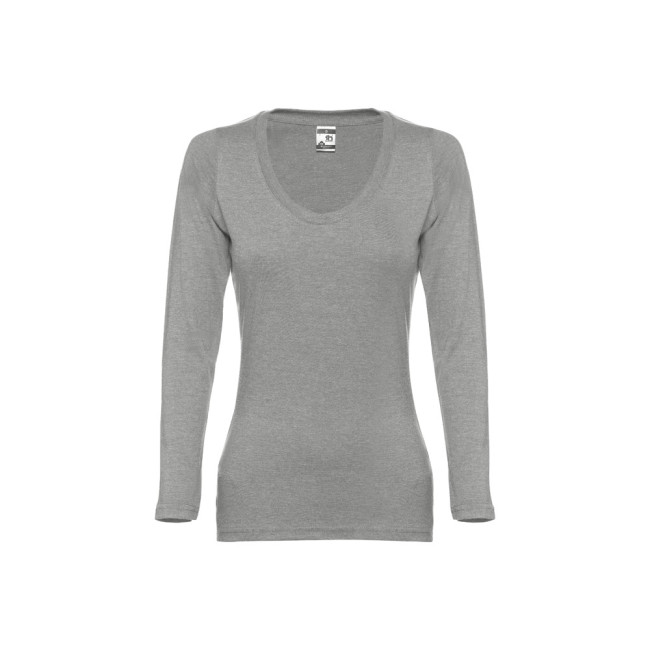 Promotional Bucharest Women's Long-Sleeved Scoop Neck Fitted T-shirt Cotton - Image 1