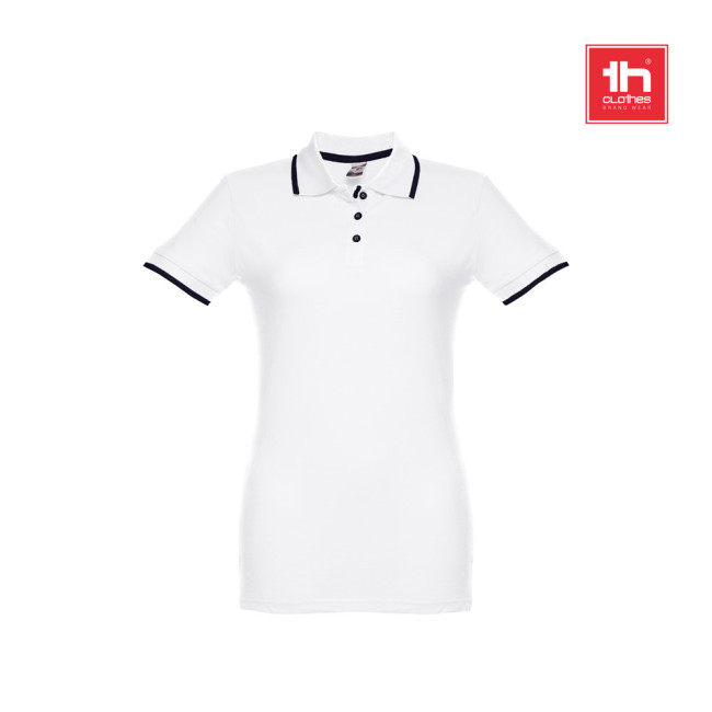 Promotional Rome Women's Polo Shirt With Contrast Colour Trim White