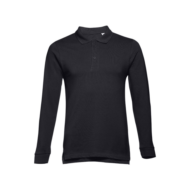 Promotional Bern Men's Long-Sleeved 100% Cotton Piqué Polo Shirt - Image 6