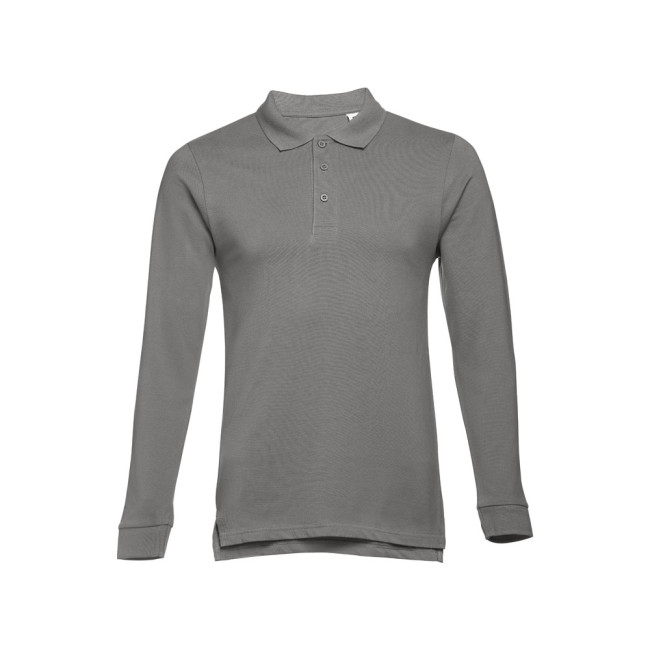 Promotional Bern Men's Long-Sleeved 100% Cotton Piqué Polo Shirt - Image 3