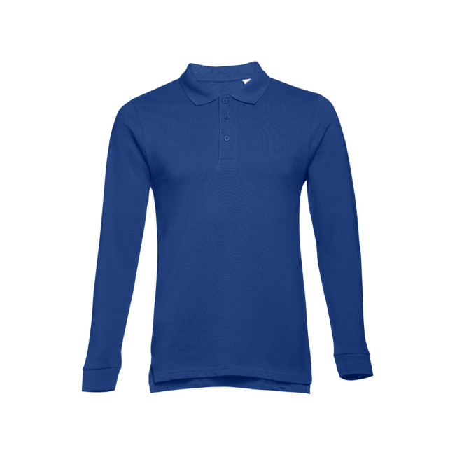 Promotional Bern Men's Long-Sleeved 100% Cotton Piqué Polo Shirt - Image 2