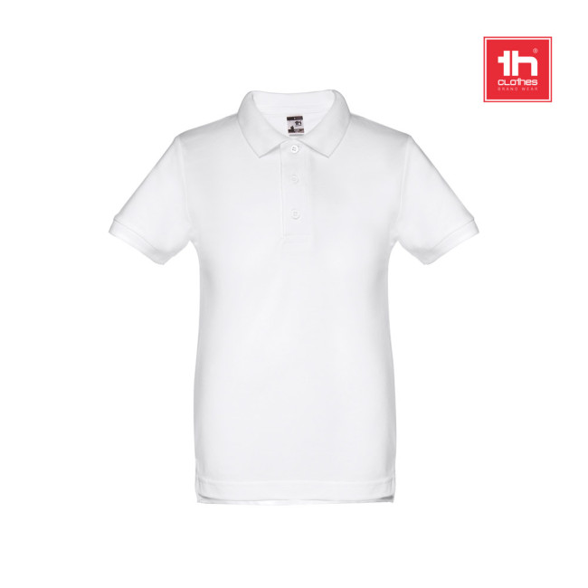 Promotional Adam Kids Short-Sleeved Piqué Polo Shirt White