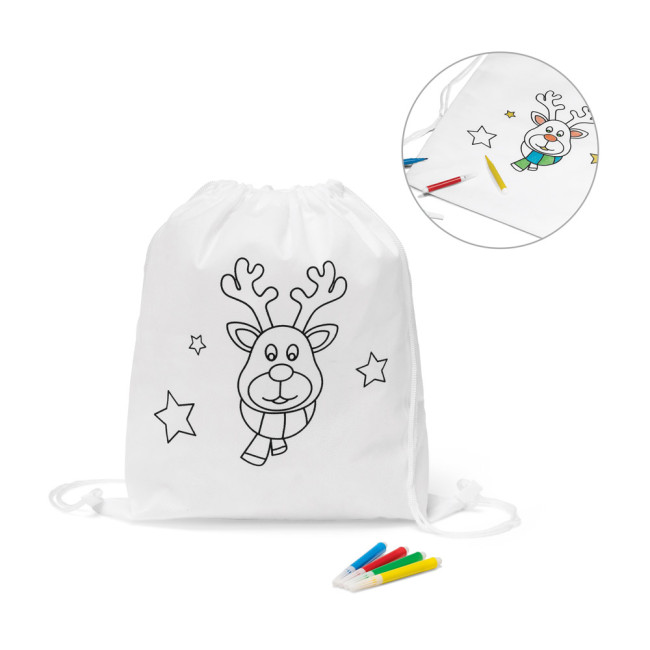 Promotional Children's Christmas Colouring Drawstring Bag