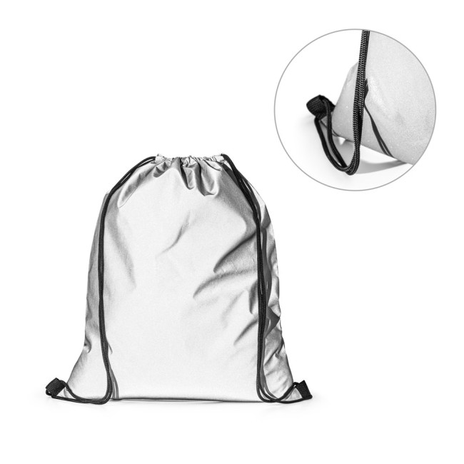 Promotional Syros Polyester Reflective Drawstring Bag 200 g/m²