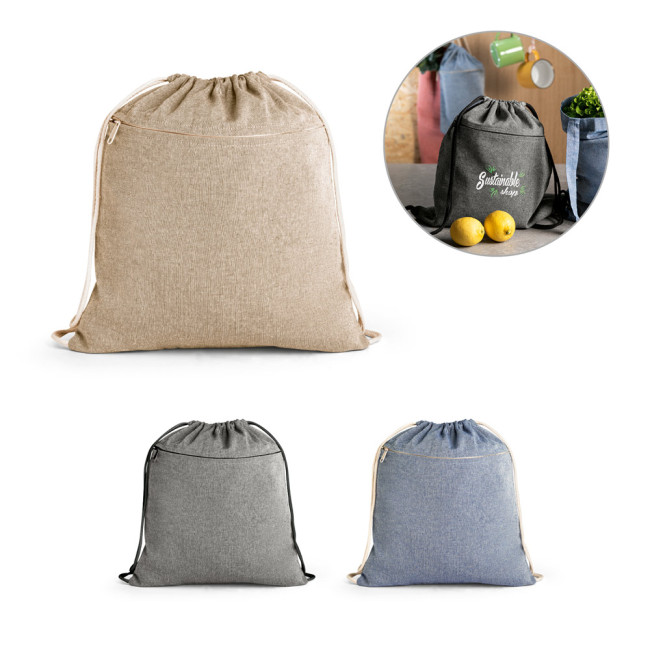 Promotional Chancery Recycled Cotton Drawstring Bag 140 g/m²