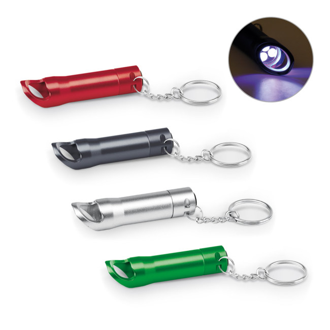 Promotional Torchen Metal Keyring Torch With Bottle Opener