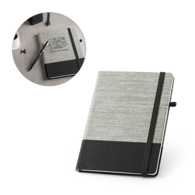 Promotional Rousseau A5 notepad In Straw Fibre & Cotton Canvas