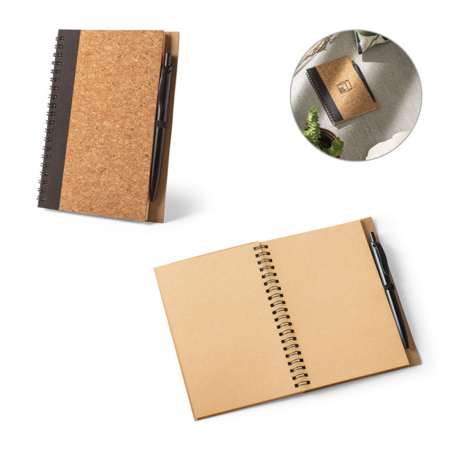 Promotional Vicente Cork & rPET B6 Notebook With Ballpoint Pen