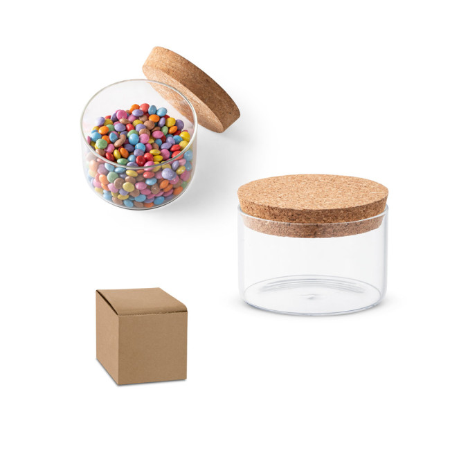 Promotional Borosilicate glass canister with bamboo lid 380 mL