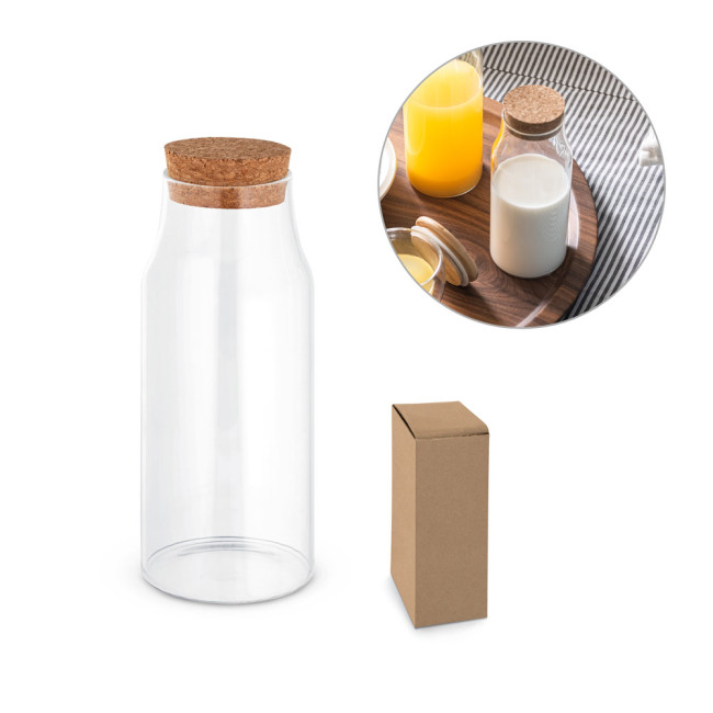 Promotional Borosilicate Glass Bottle With Cork Lid 800ml