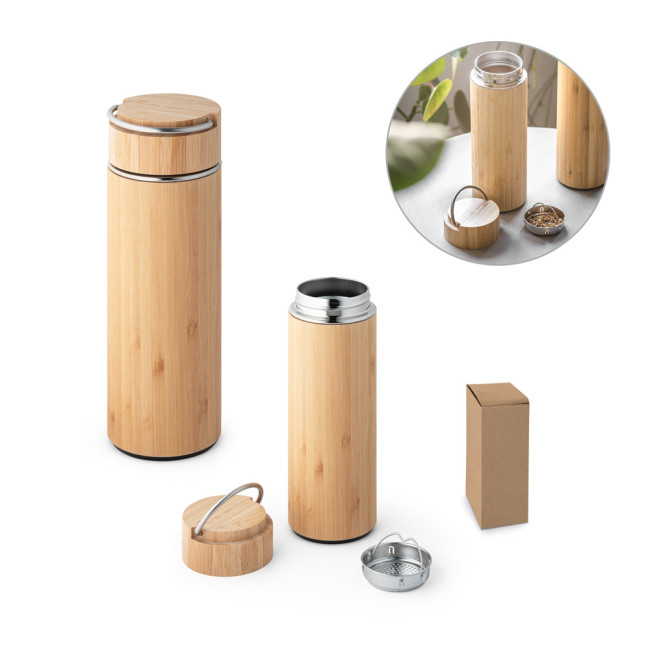 Promotional Bamboo & Stainless Steel Thermos 440ml