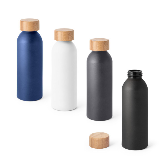 Promotional Queta Aluminium Bottle With Bamboo Lid 550ml