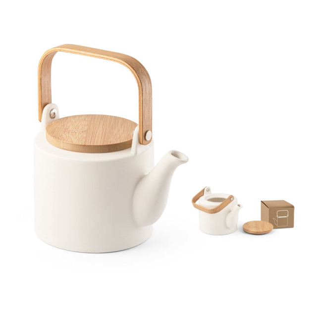 Promotional Glogg Ceramic Teapot With Bamboo Lid 700ml