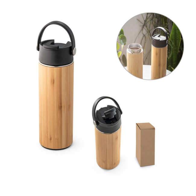 Promotional Laver Bamboo Thermos Bottle 440ml