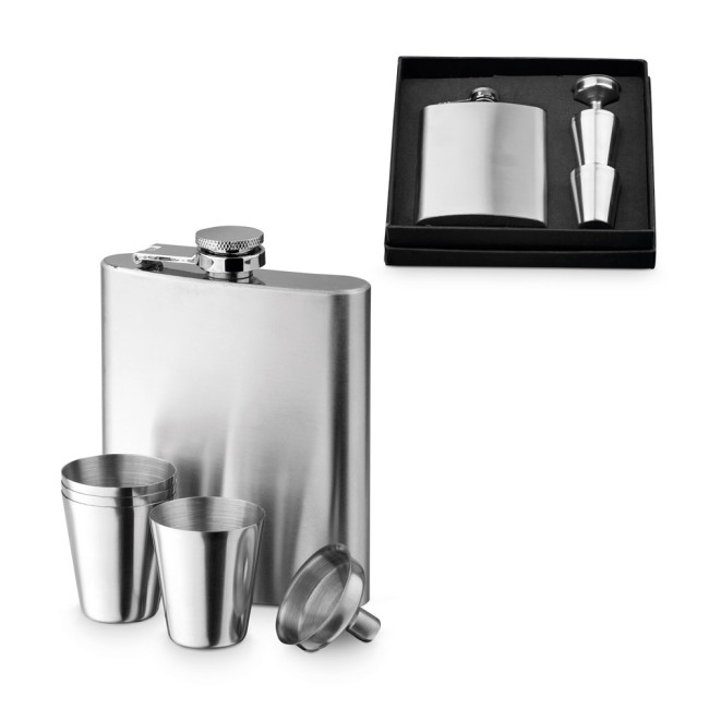 Promotional Novak Stainless Steel Bottle & Glasses Set 200ml