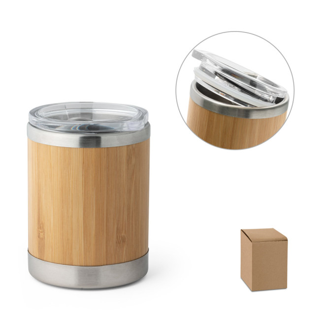 Promotional Lycka Bamboo & Stainless Steel Travel Cup 350ml