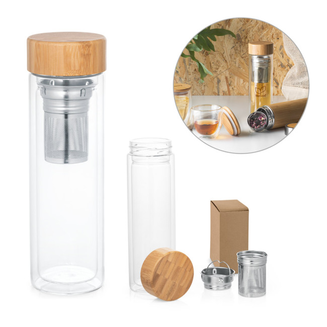 Promotional Makarova Borosilicate Glass Bottle With Infusers 490ml