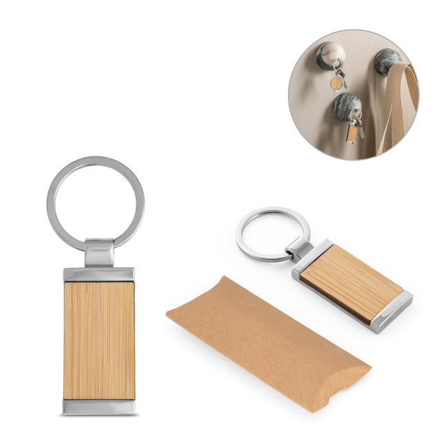 Promotional Rectangular Bamboo Keyring