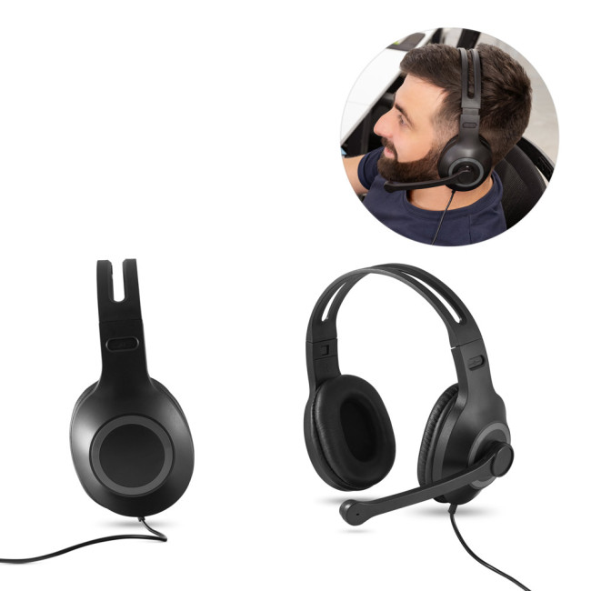 Promotional Adjustable Headphones With Microphone In ABS & PP