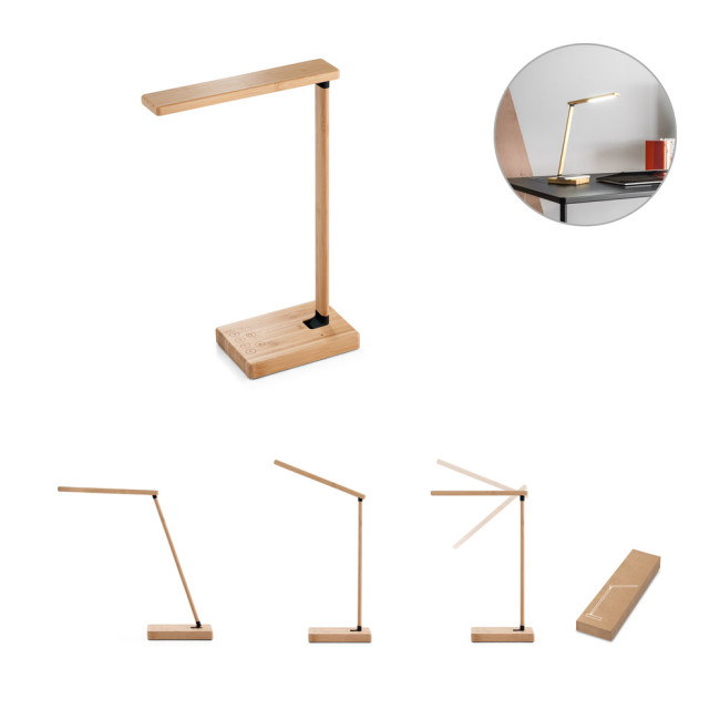 Promotional Bamboo Folding Table Lamp With Wireless Charger