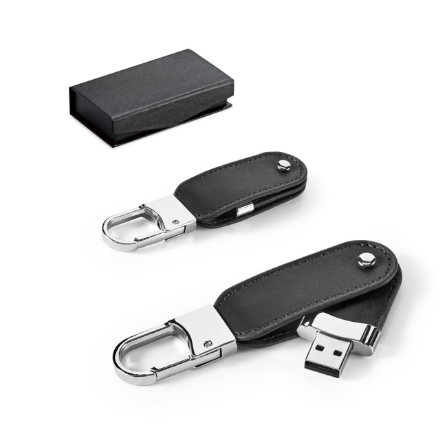 Promotional PU USB Flash Drive With Carabiner Clip 8GB