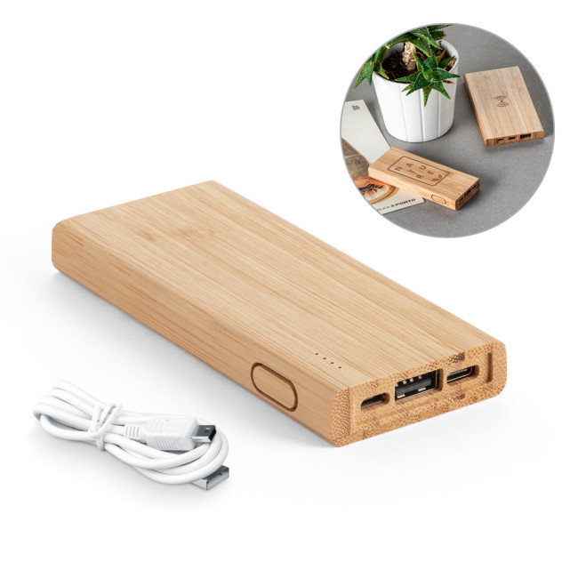 Promotional Portable Bamboo Battery 5.000mAh