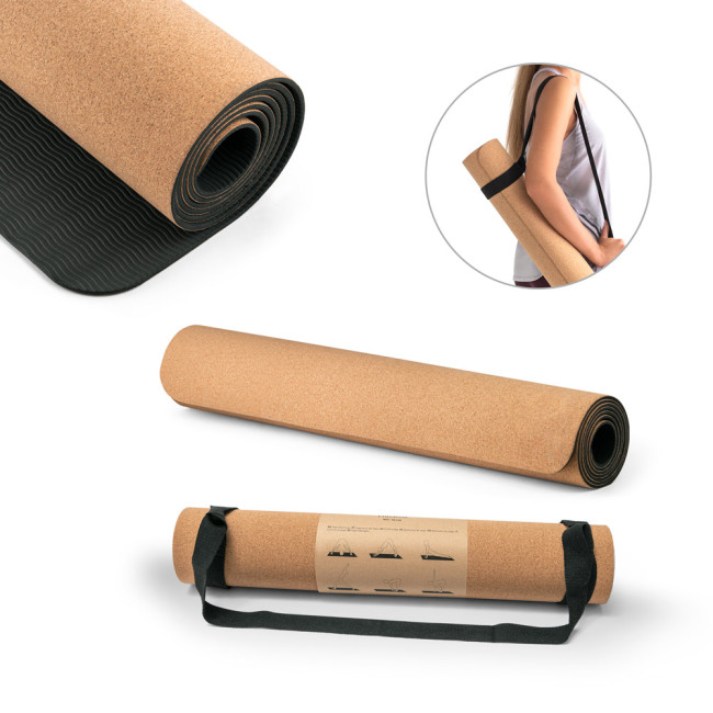 Promotional Exercise Mat For Yoga Made Of Cork & TPE