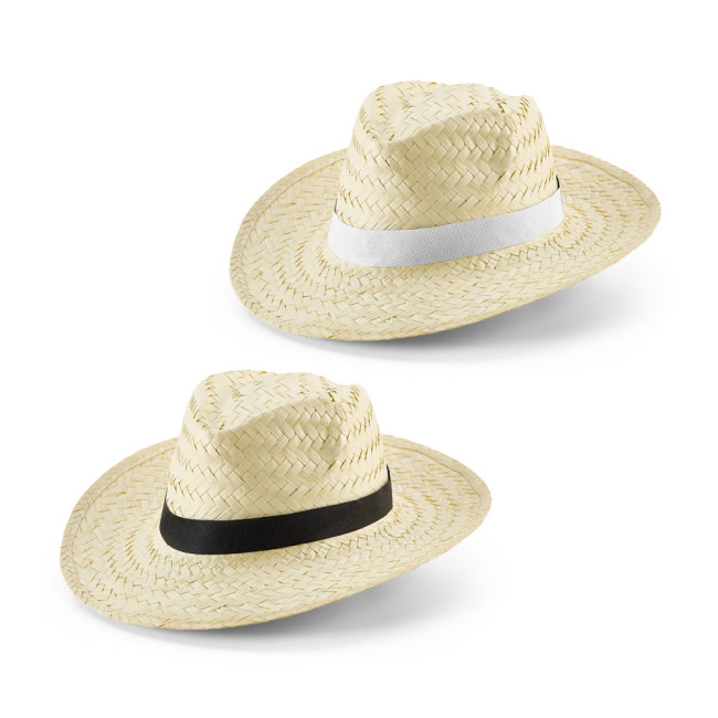 Promotional Natural Straw Hat With Polyester Ribbon