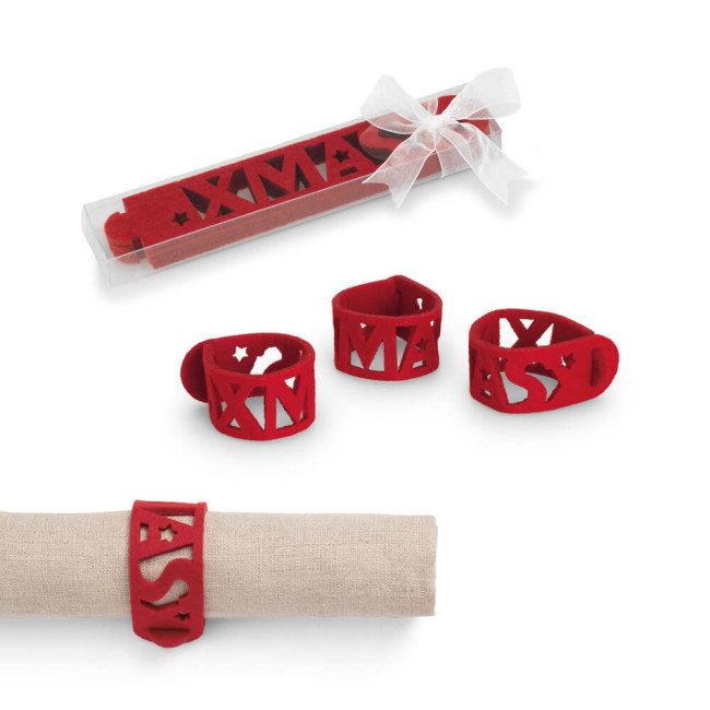 Promotional Christmas Napkin Rings 4pk