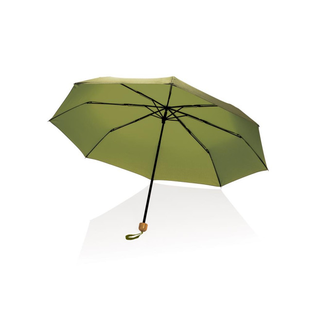 Promotional Impact Aware Rpet Pongee Bamboo Mini Umbrella 20.5" - Image 1