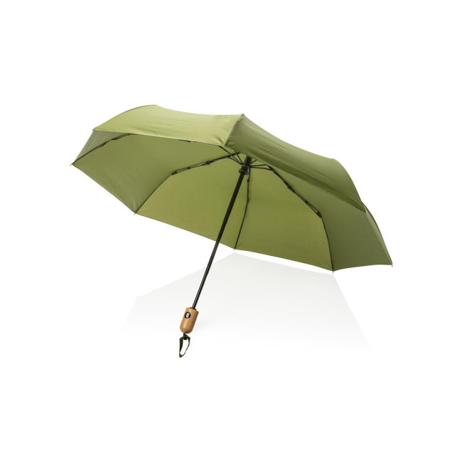 Promotional Impact Aware Rpet Bamboo Auto Open/Close Umbrella 21" - Image 1